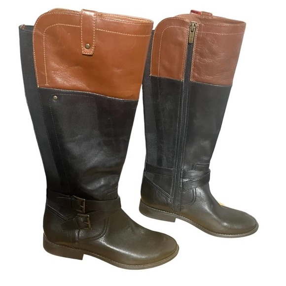 Marc Fisher Shoes - 𝅺marc Fisher Knee High 2 Tone Boots Side Zip US Size 8 Stretch Panels On Back